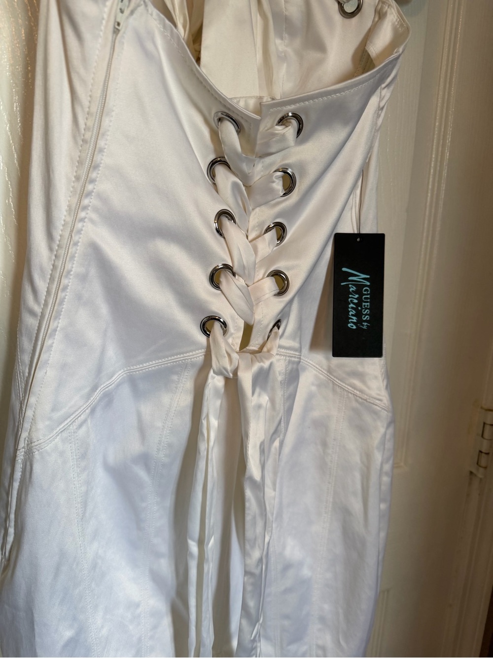 Guess by Marciano White Satin Bustier Midi Dress - Picture 3 of 9